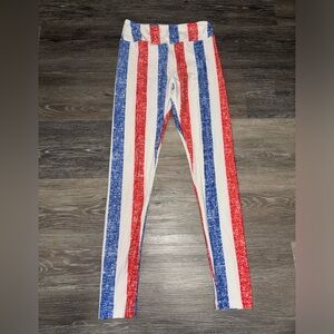 Lularoe Red, White & Blue Striped Leggings - 4th of July/Patriotic Leggings - XS